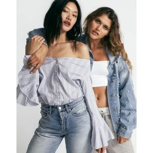 Free People March to the Beat Off-the-Shoulder Blouse - Size XS